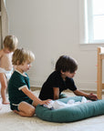 snuggle me organic lounger baby bare lounger moss green with kids