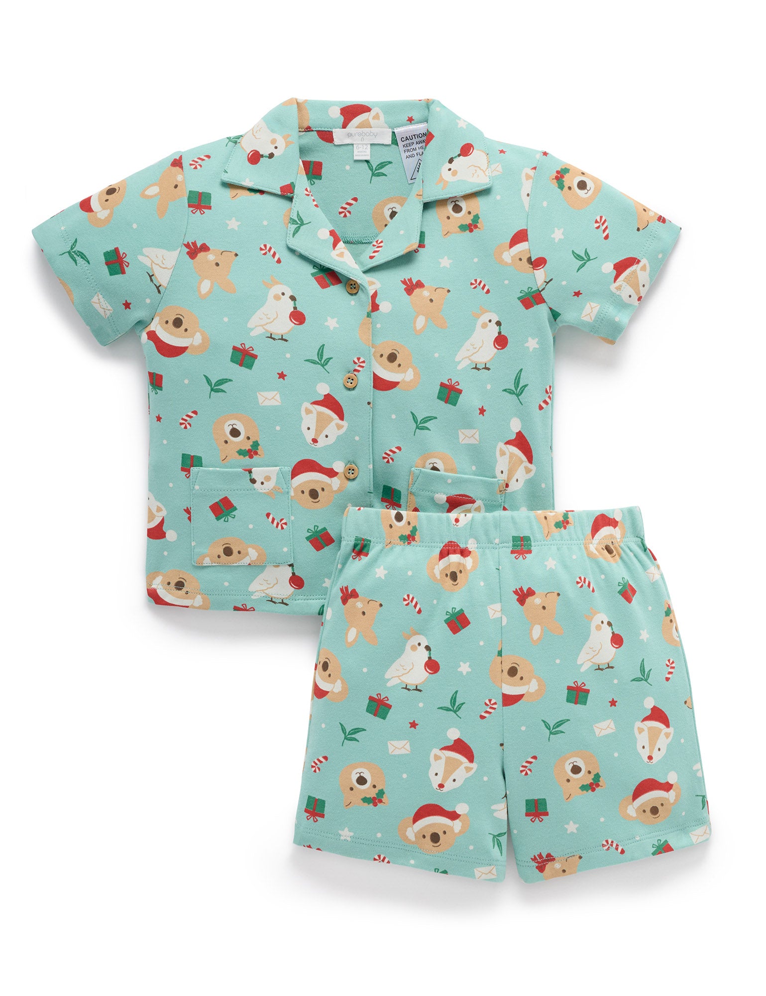 baby kids christmas festive friends pyjamas pj set purebaby organic cotton sleepwear