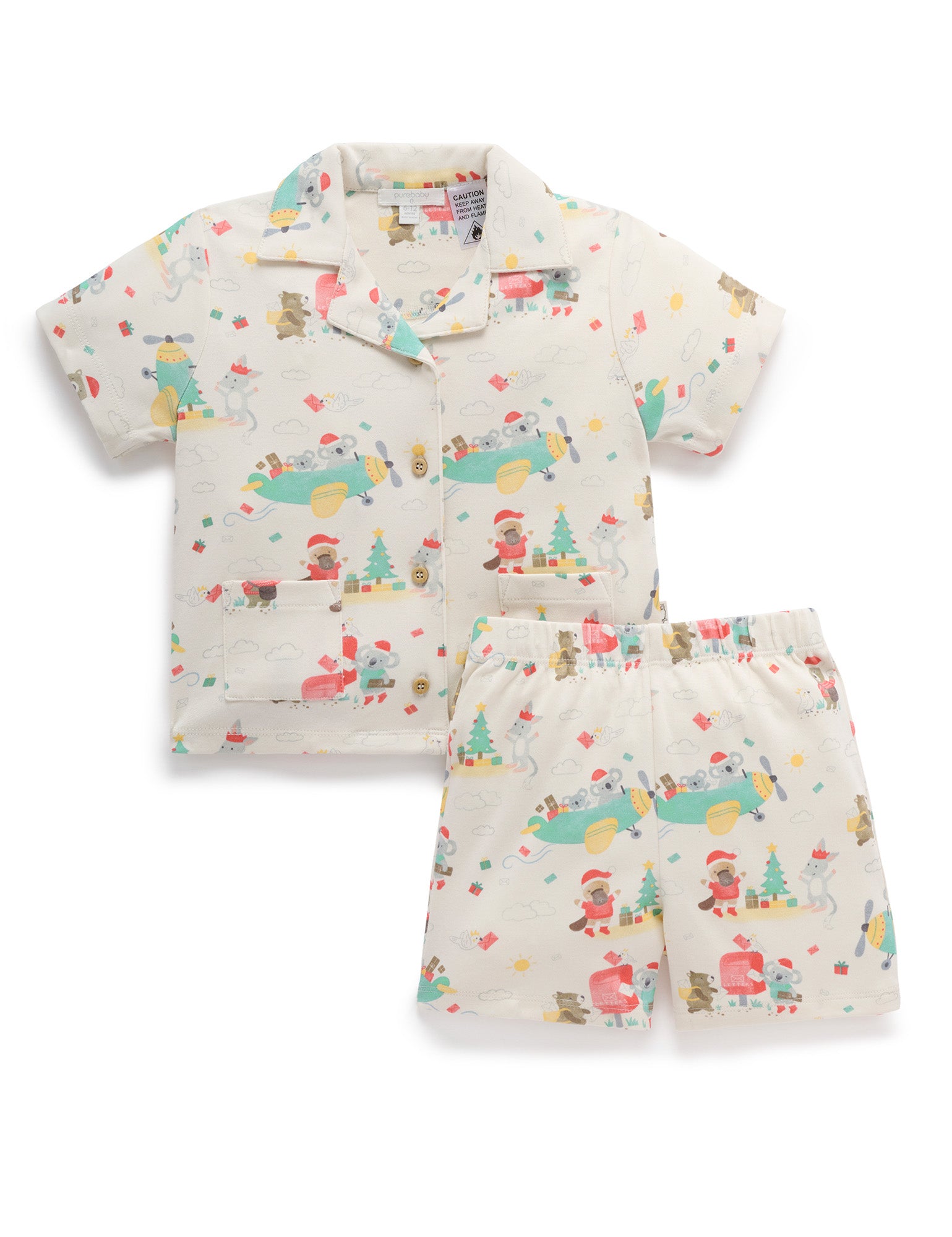 baby kids christmas pyjama pj set purebaby organic cotton sleepwear