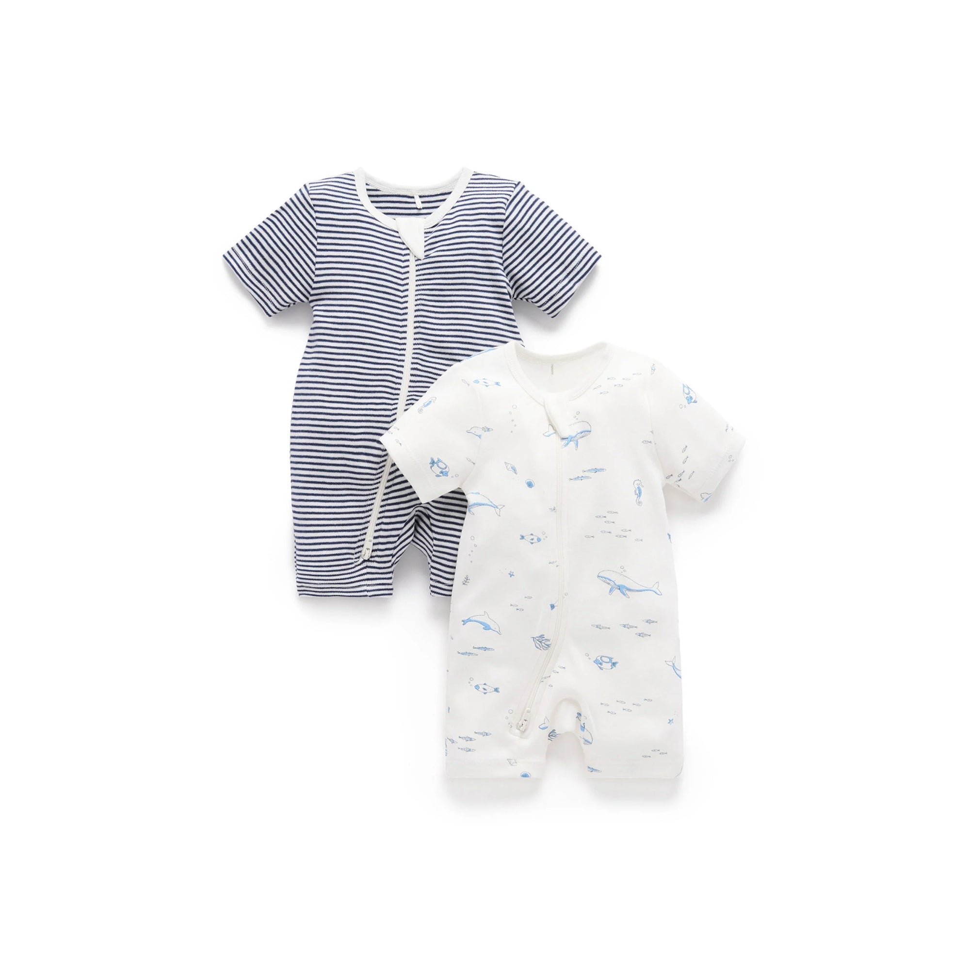 baby organic cotton clothes zip growsuit nautical purebaby organic