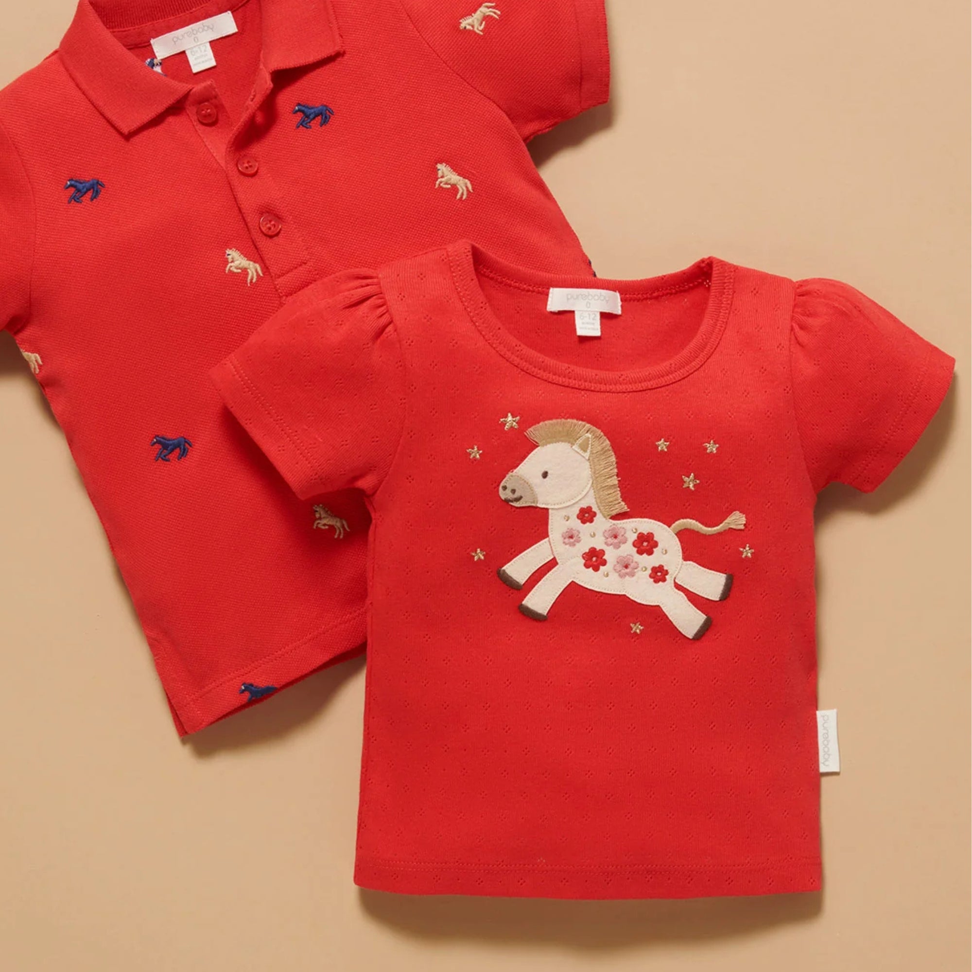 baby girl toddler red festive lunar new year blouse horse