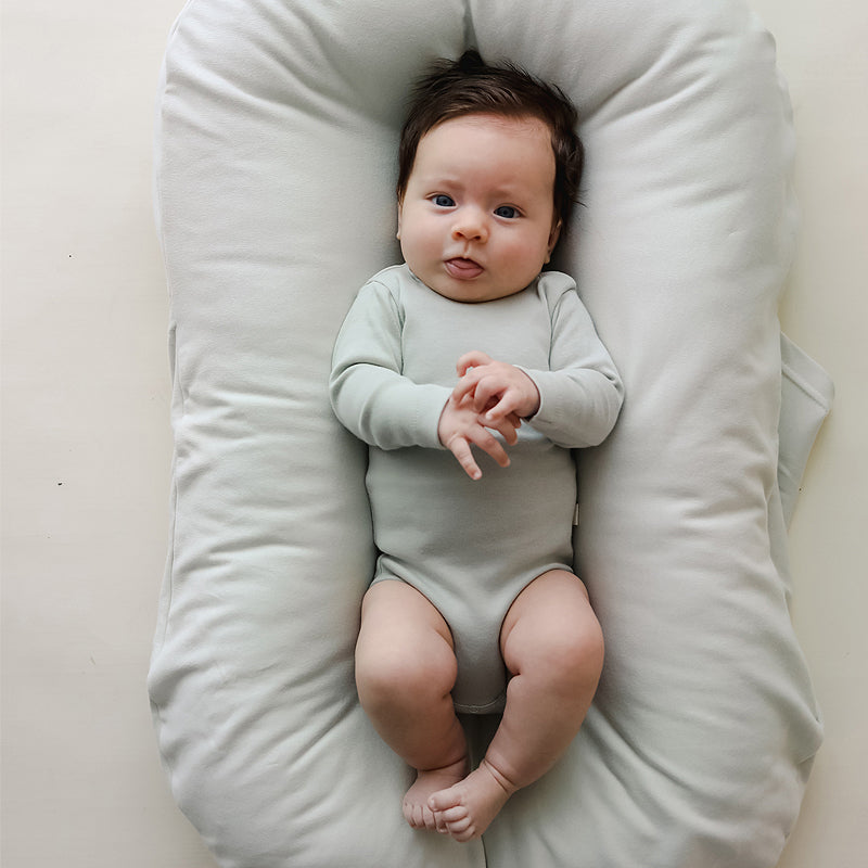 baby on snuggle me organic infant lounger cover only sage