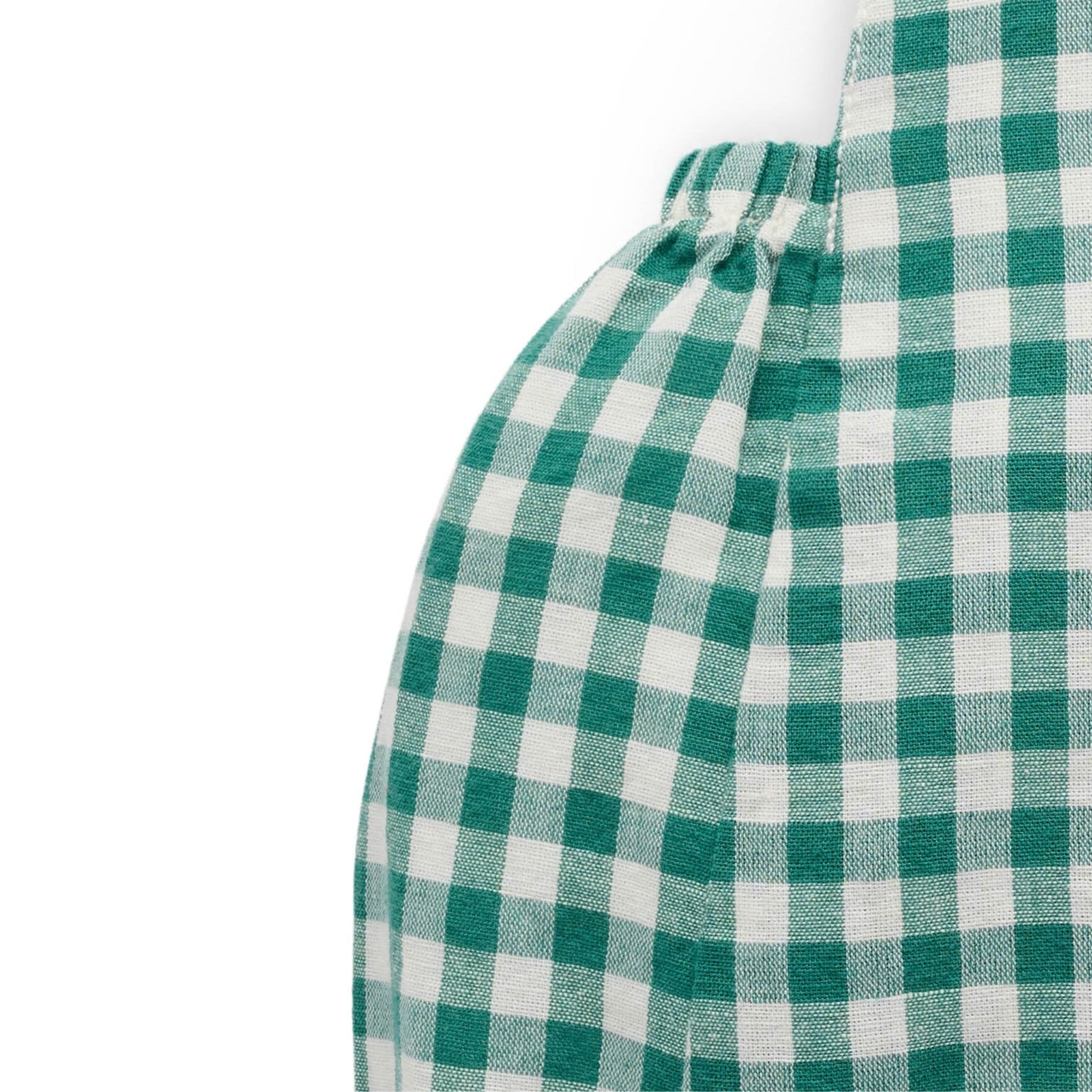 baby kids in purebaby christmas festive gingham overall coriander baby christmas outfit