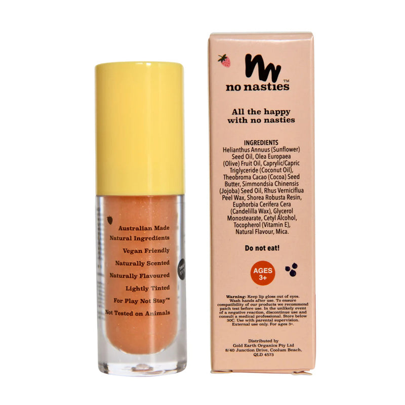 no nasties kids makeup kids lip gloss fruity fun peach