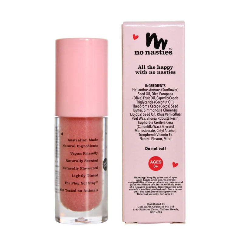 no nasties kids makeup kids lip gloss strawberry pink