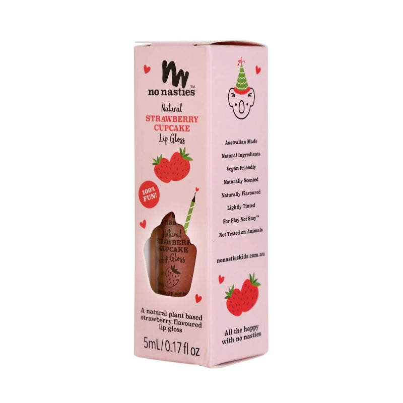 no nasties kids makeup kids lip gloss strawberry pink