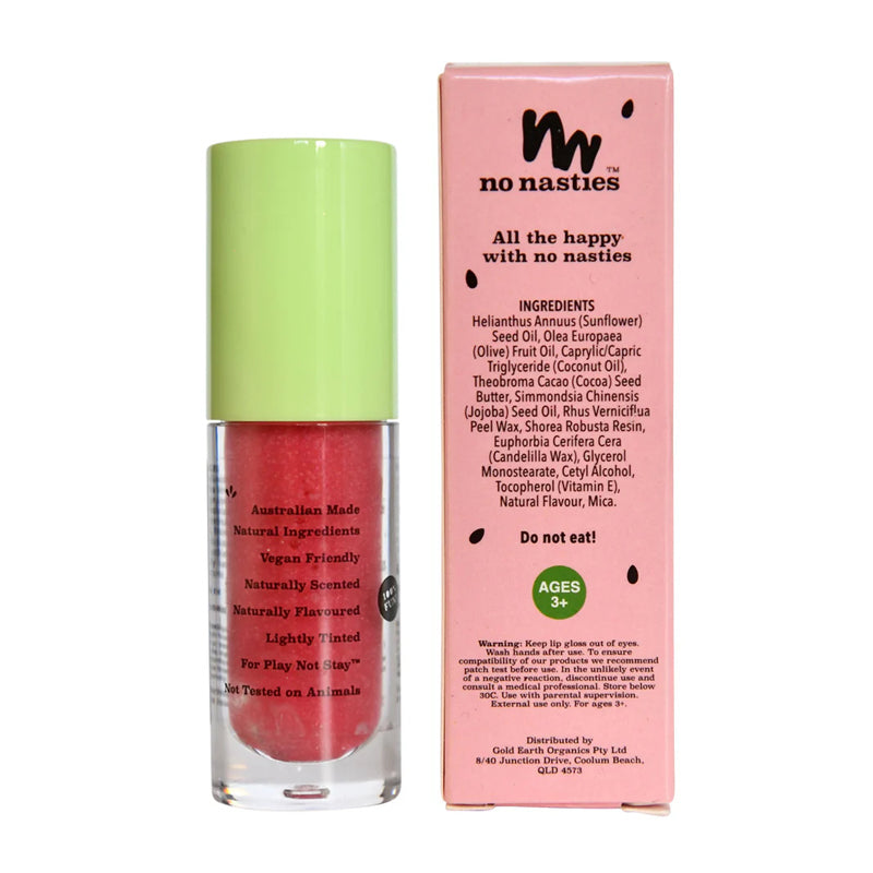no nasties kids makeup kids lip gloss watermelon red