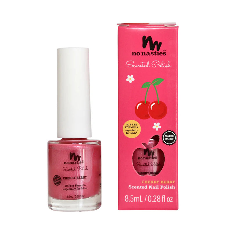 no nasties kids nail polish scented bright pink