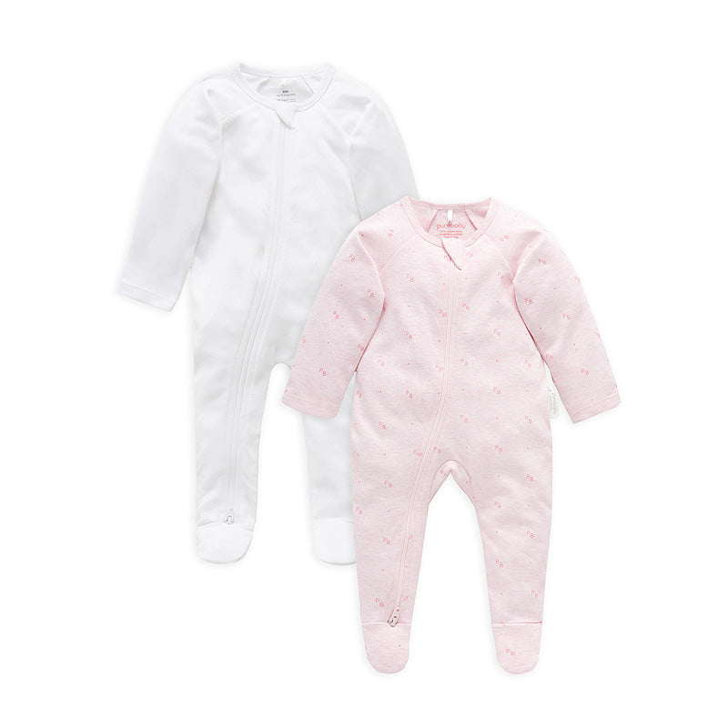purebaby zip growsuit pink blossom