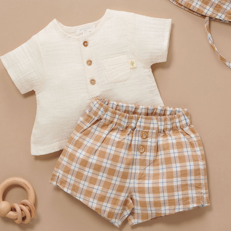 Argan Check Muslin and Linen Set