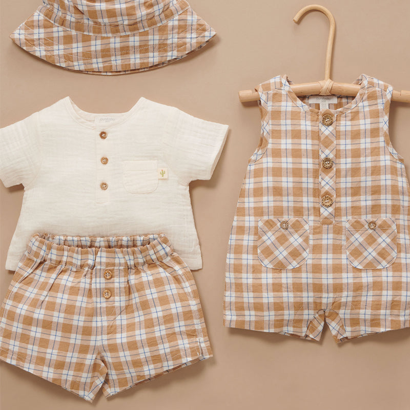 Argan Check Muslin and Linen Set