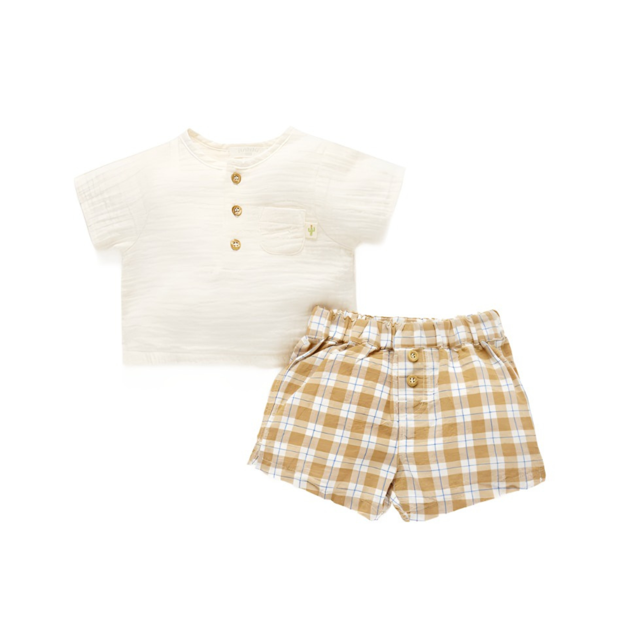 Argan Check Muslin and Linen Set