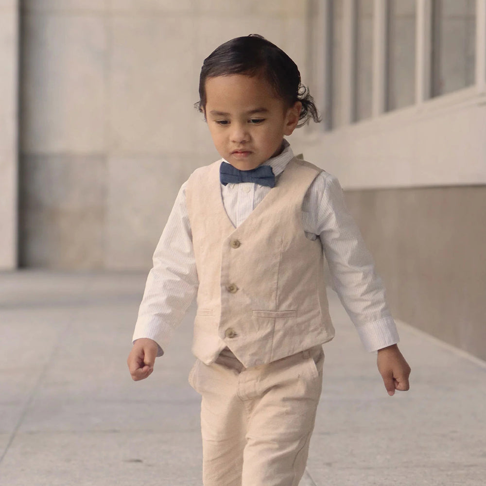 purebaby organic bow tie slate baby boy