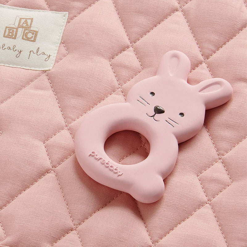 purebaby organic baby teether pink bunny teether