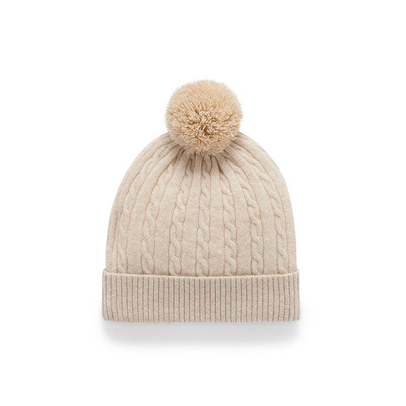 purebaby organic baby cashmere beanie hat beige
