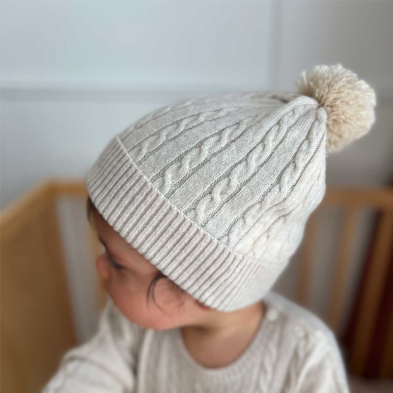 purebaby organic baby cashmere beanie hat beige