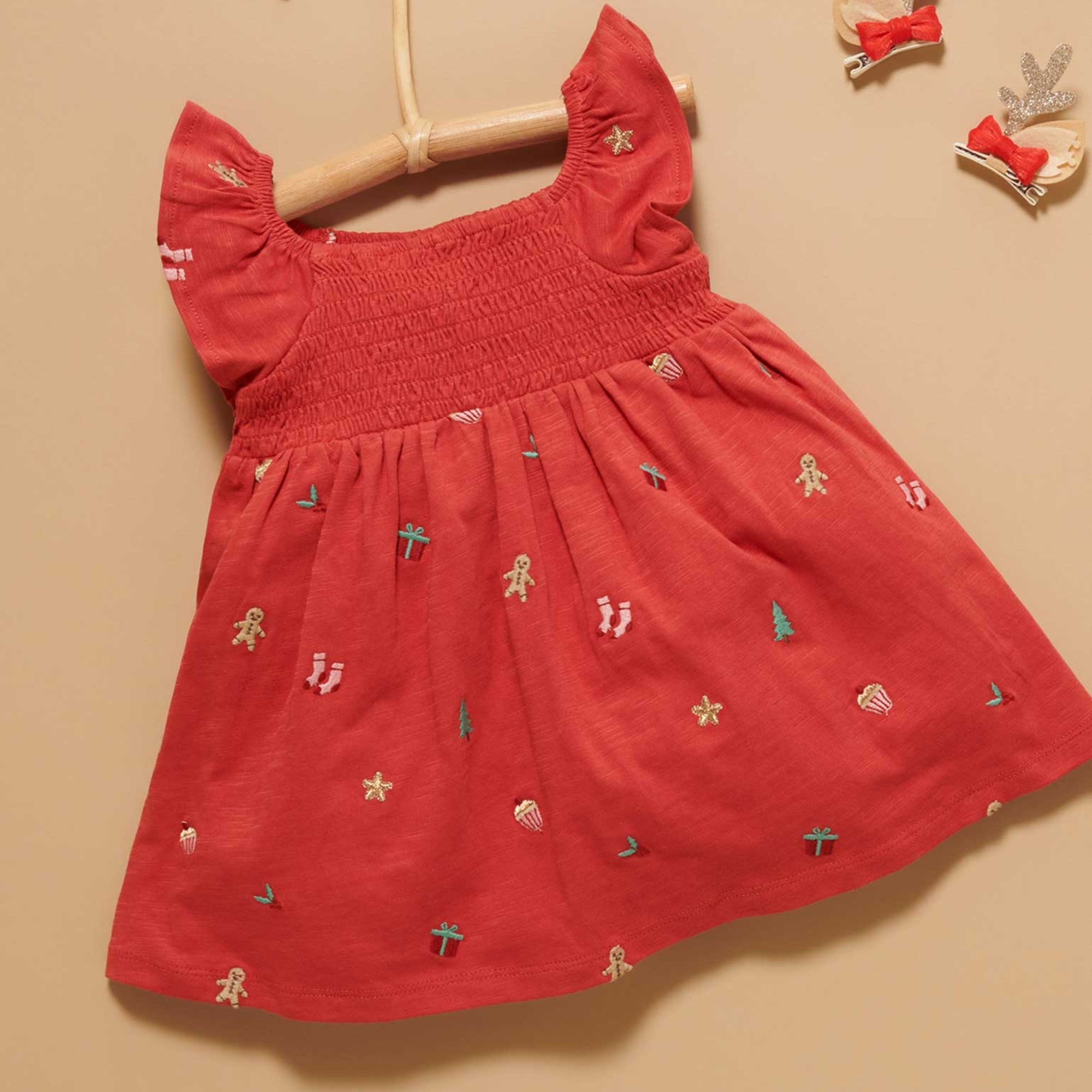 purebaby christmas celebration dress christmas red baby kids christmas outfit