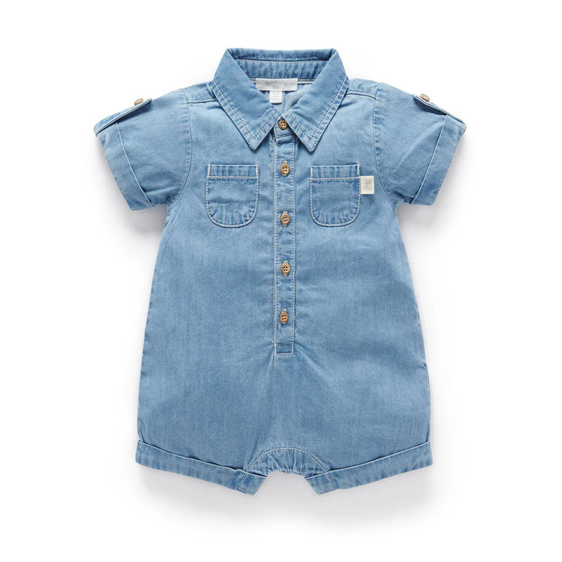purebaby chambray onesie baby denim