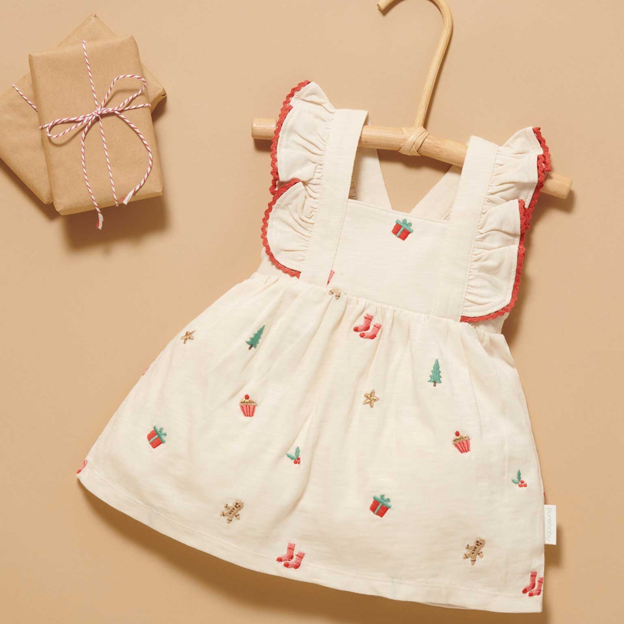 baby purebaby organic christmas broderie dress baby christmas outfit