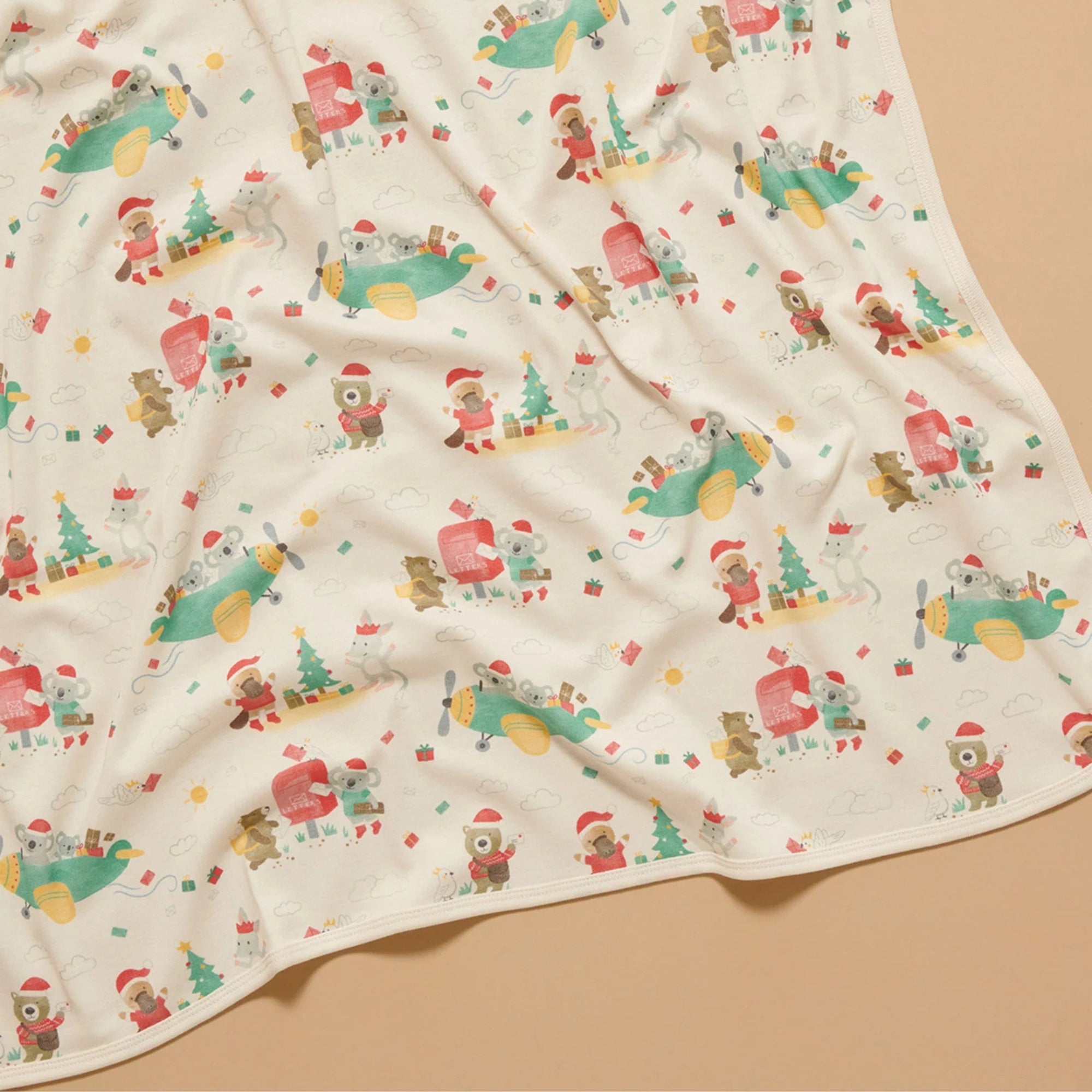 purebaby organic cotton baby christmas swaddle wrap blanket
