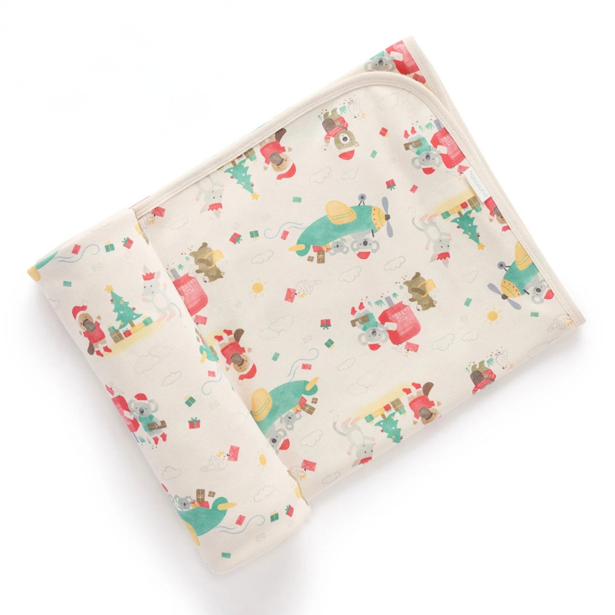 purebaby organic cotton baby christmas swaddle wrap blanket