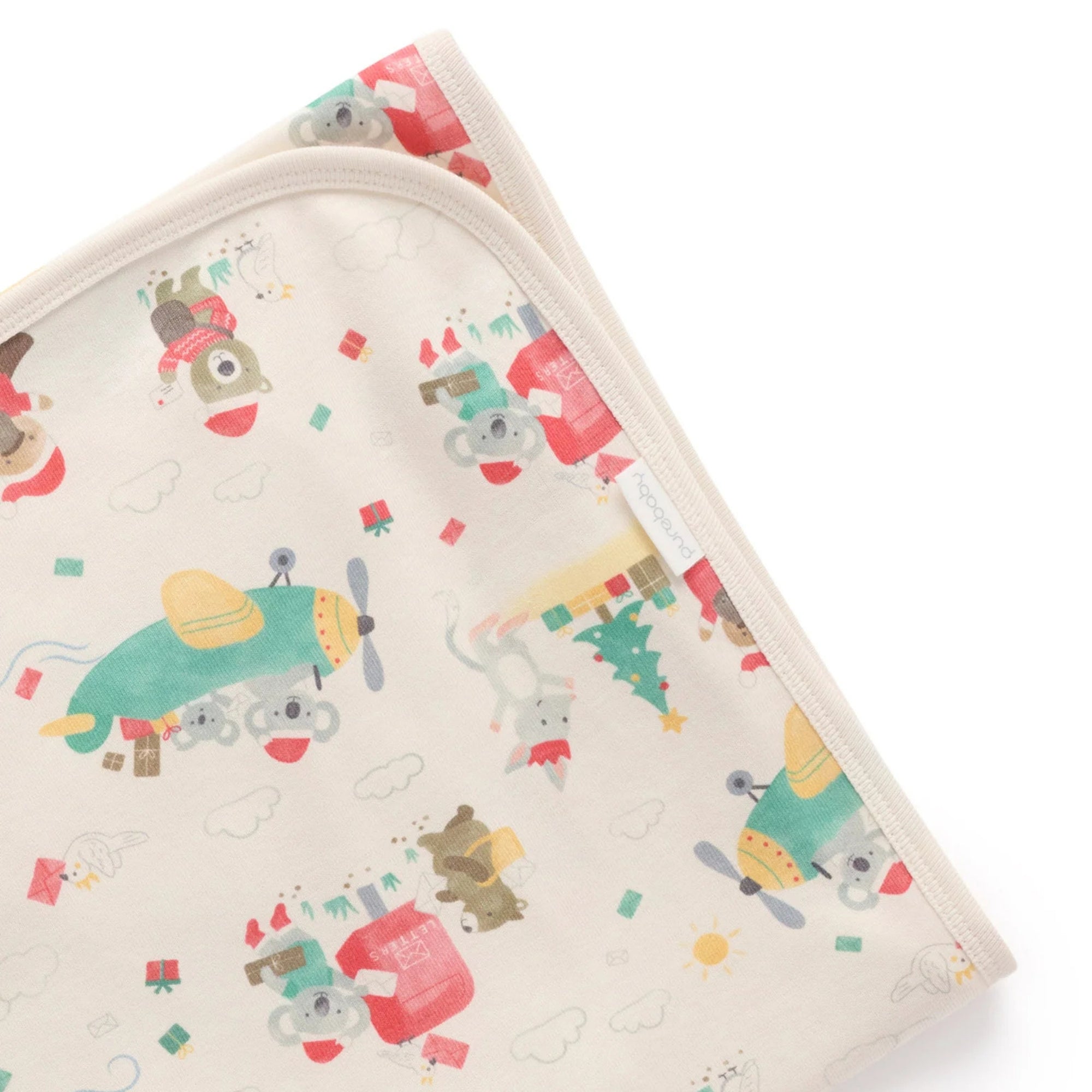 purebaby organic cotton baby christmas swaddle wrap blanket