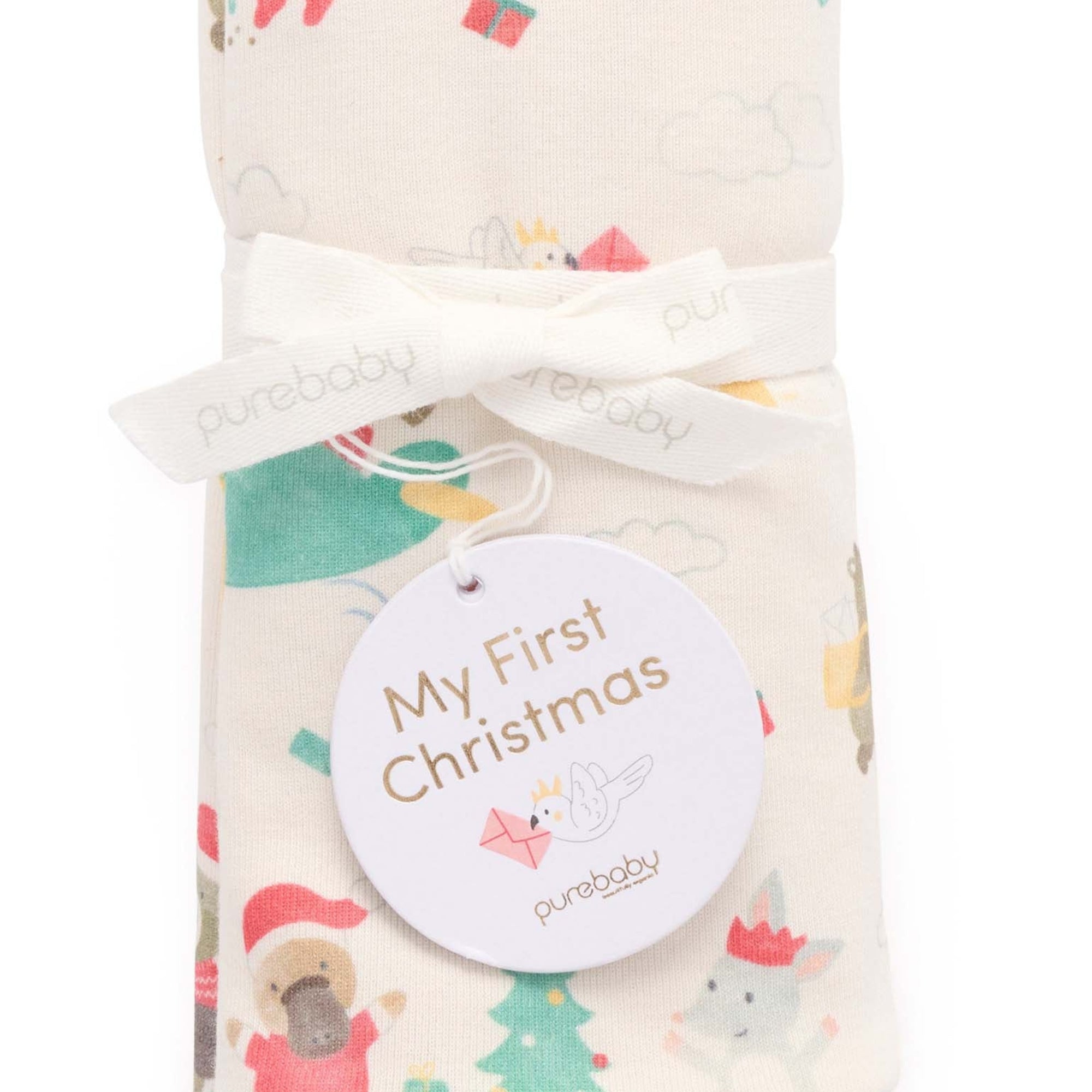 purebaby organic cotton baby christmas swaddle wrap blanket