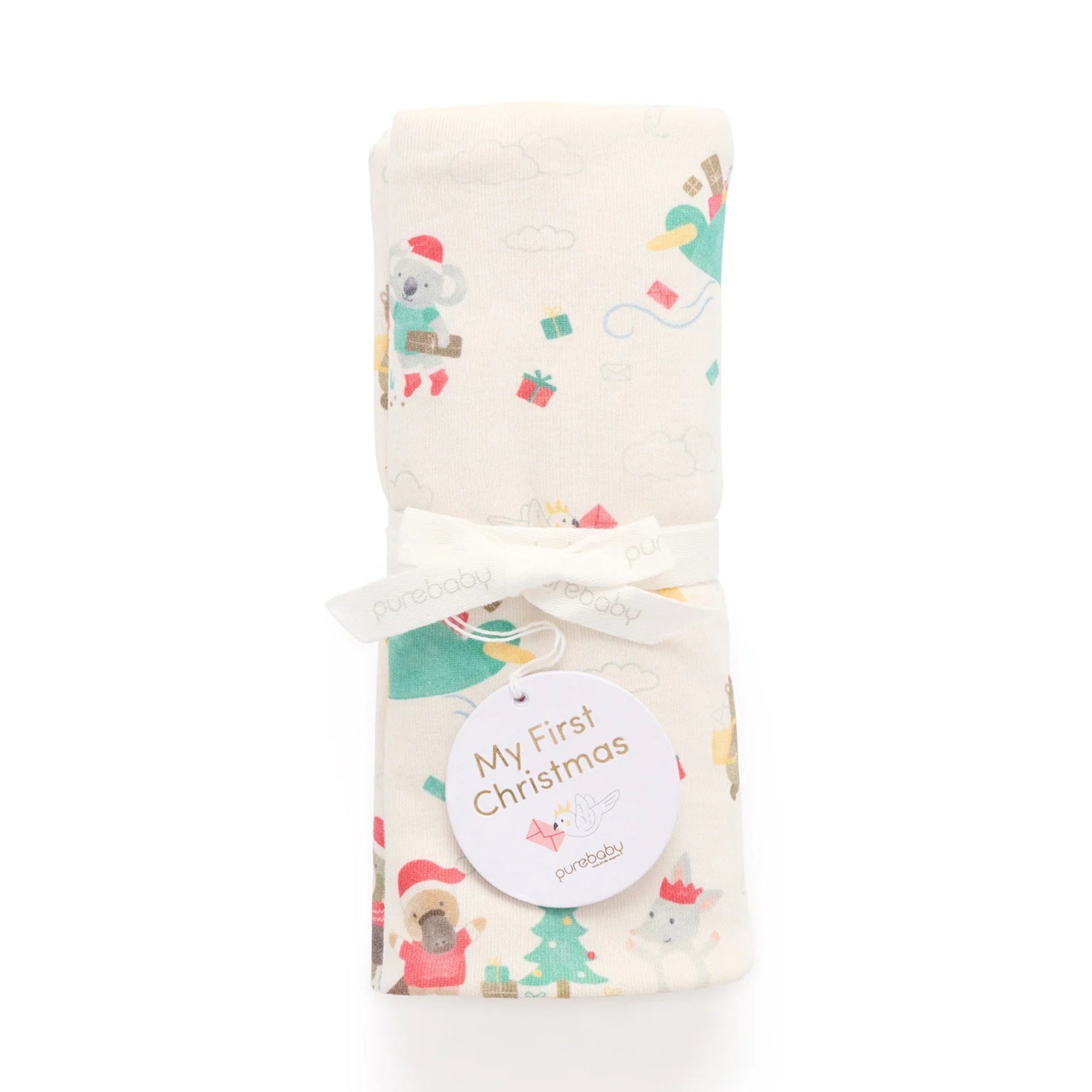 purebaby organic cotton baby christmas swaddle wrap blanket