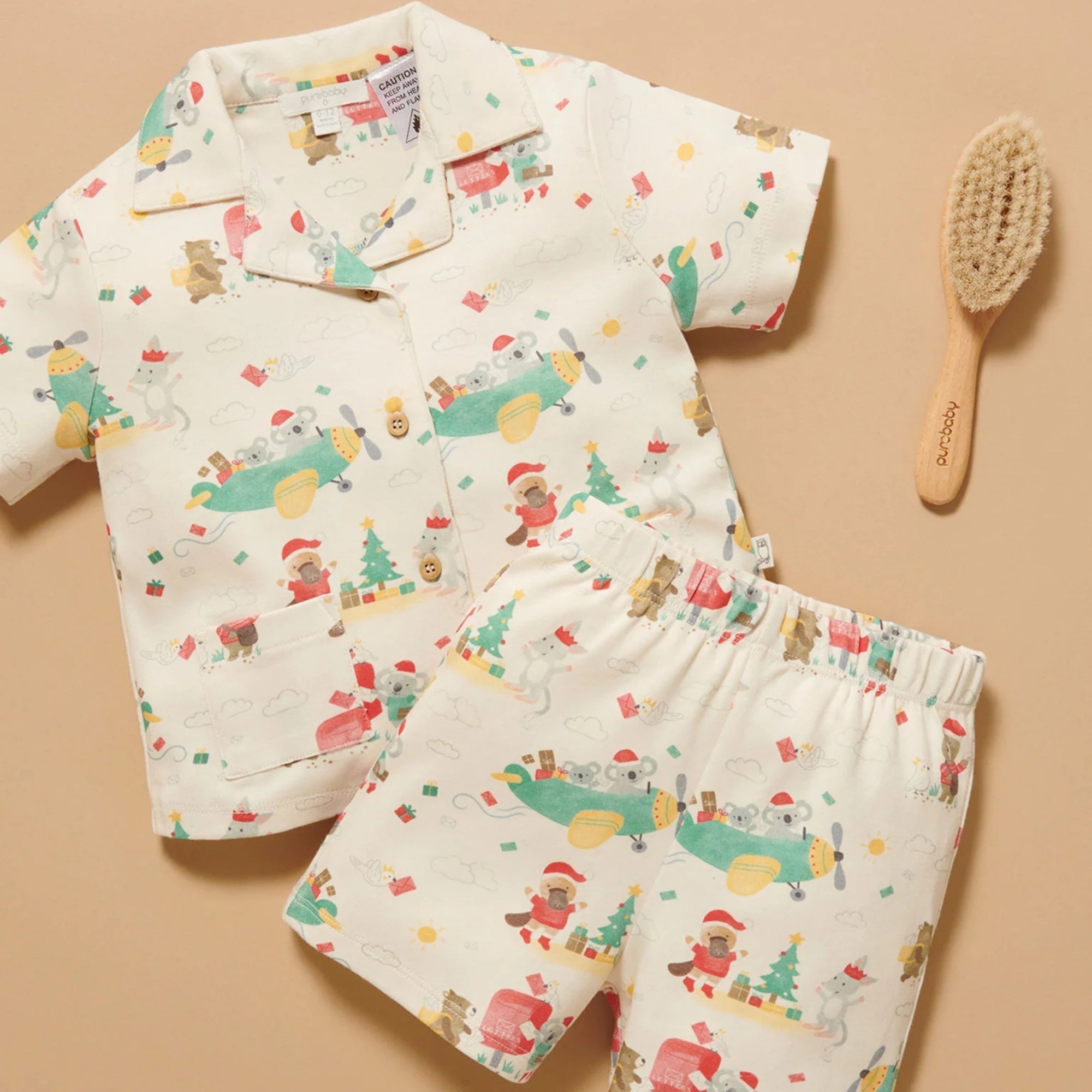 baby kids christmas pyjama pj set purebaby organic cotton sleepwear