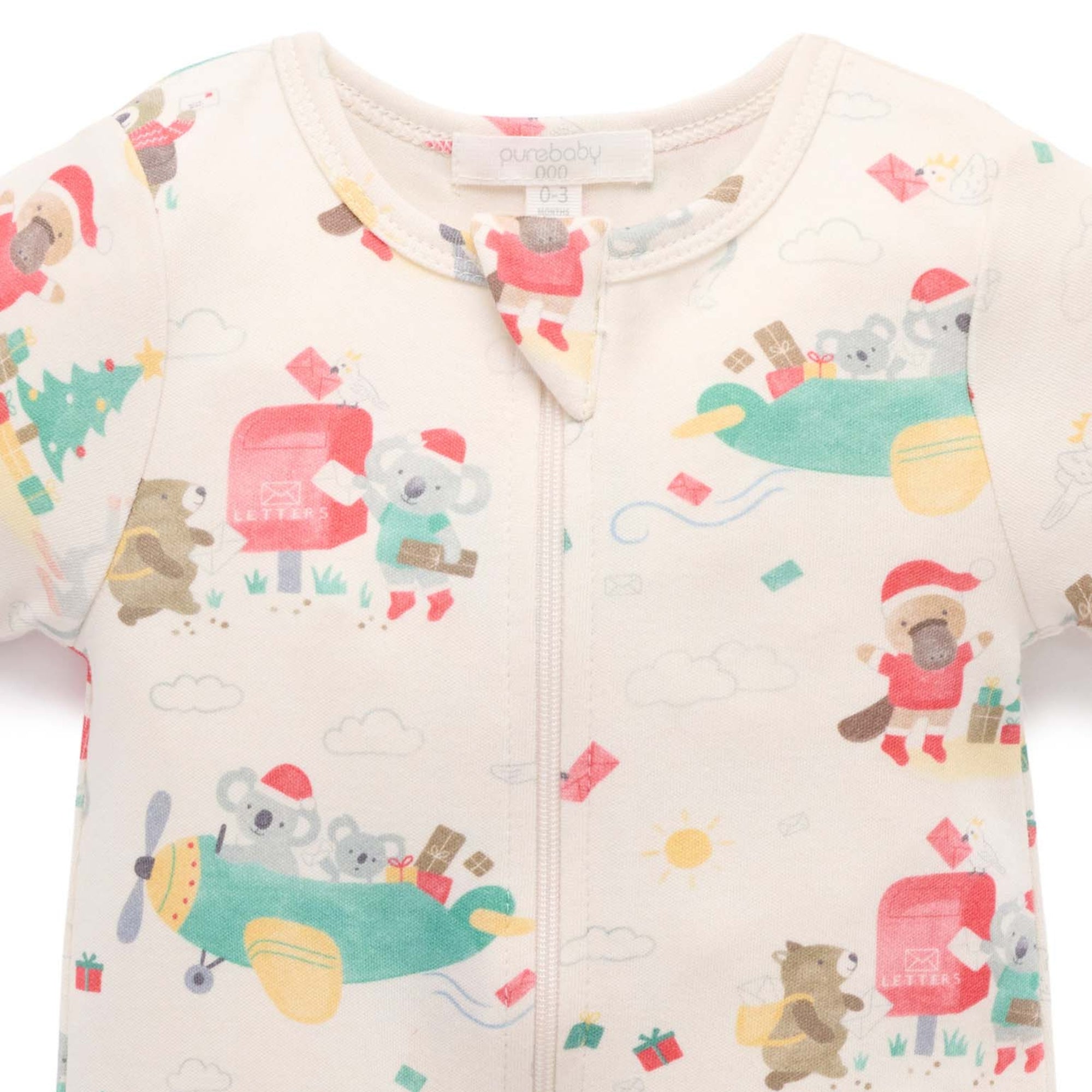 baby christmas short sleeve growsuit purebaby organic christmas outfit