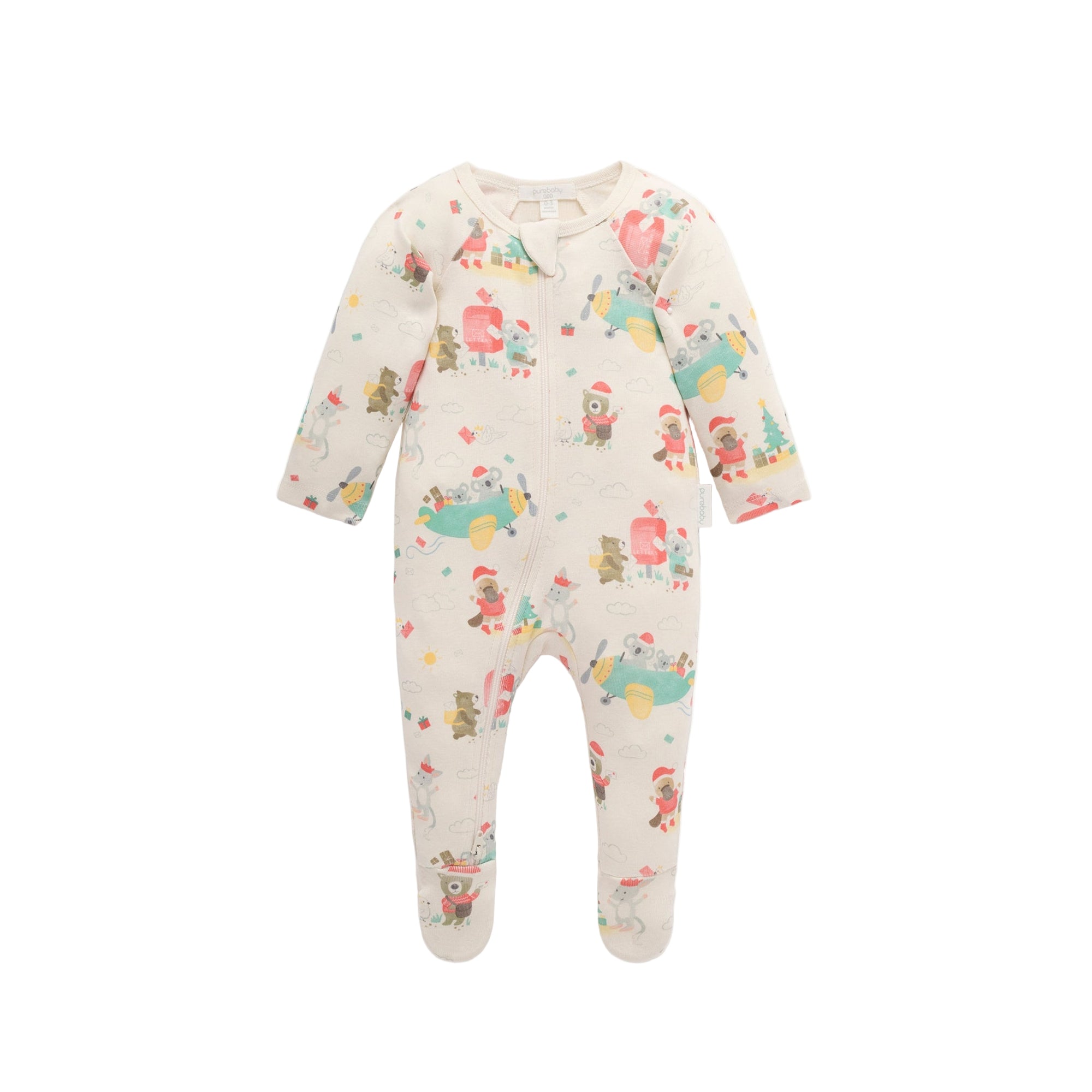 baby in purebaby organic christmas wishes zip growsuit baby christmas outfit