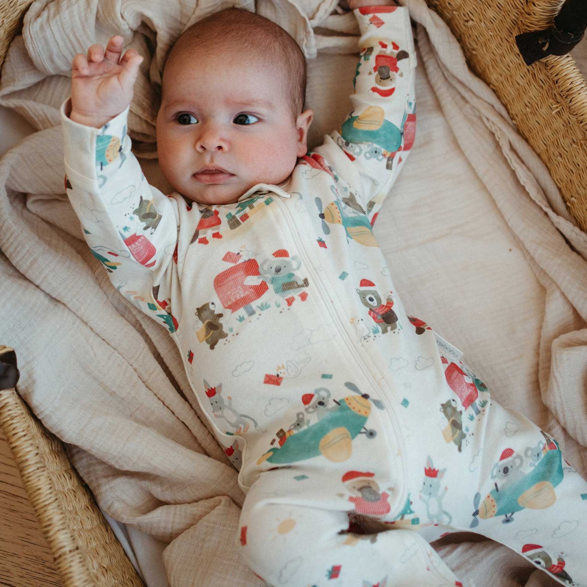 baby in purebaby organic christmas wishes zip growsuit baby christmas outfit