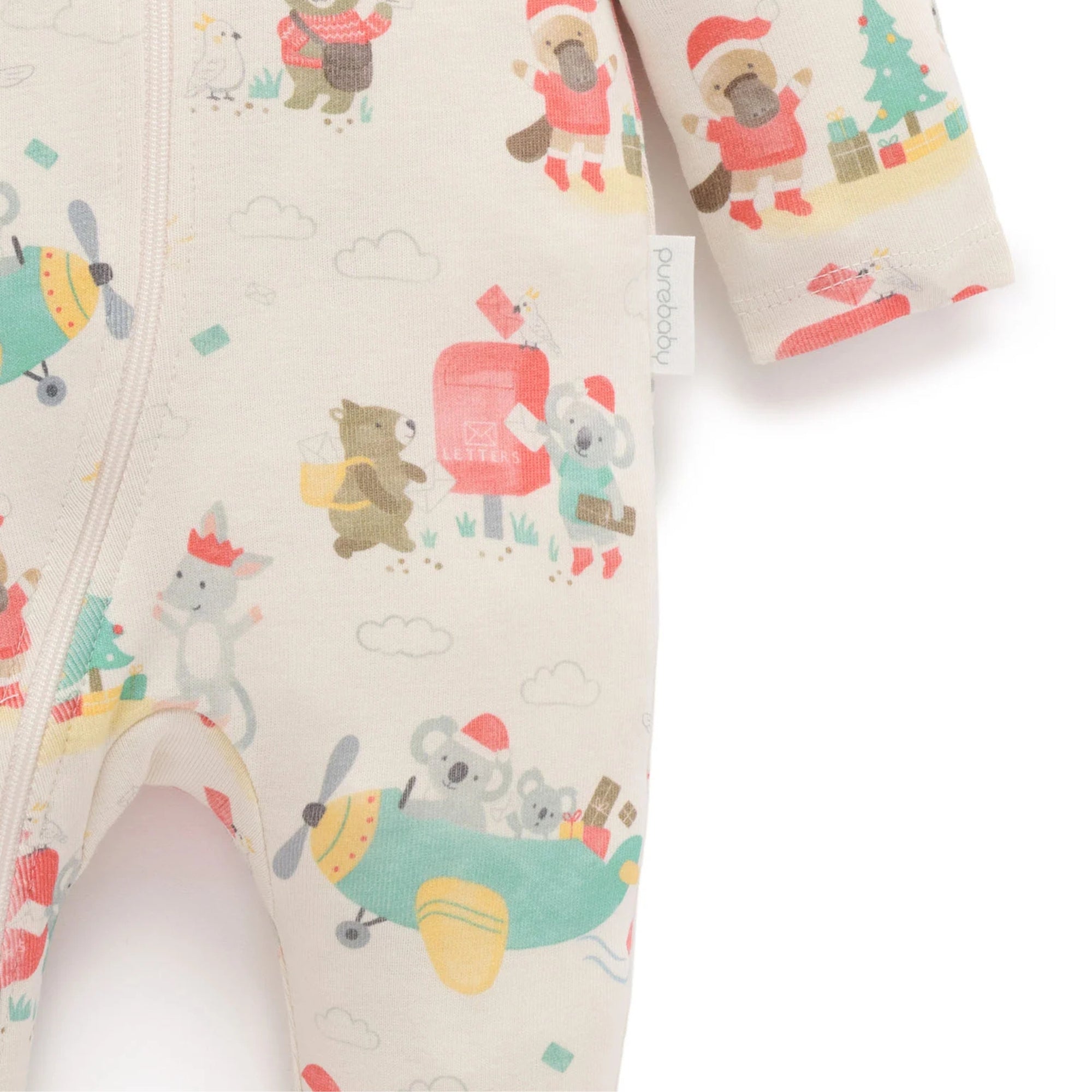 purebaby organic christmas wishes zip growsuit baby christmas outfit