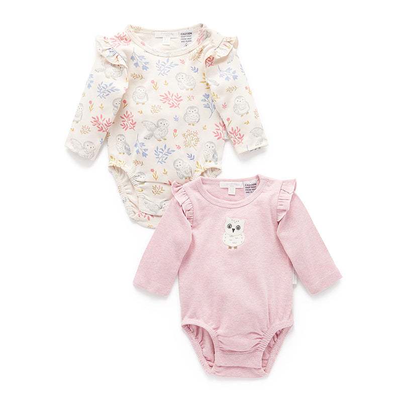 Ruffle Bodysuit Cloud Snowy Owl Print (Pack of 2)