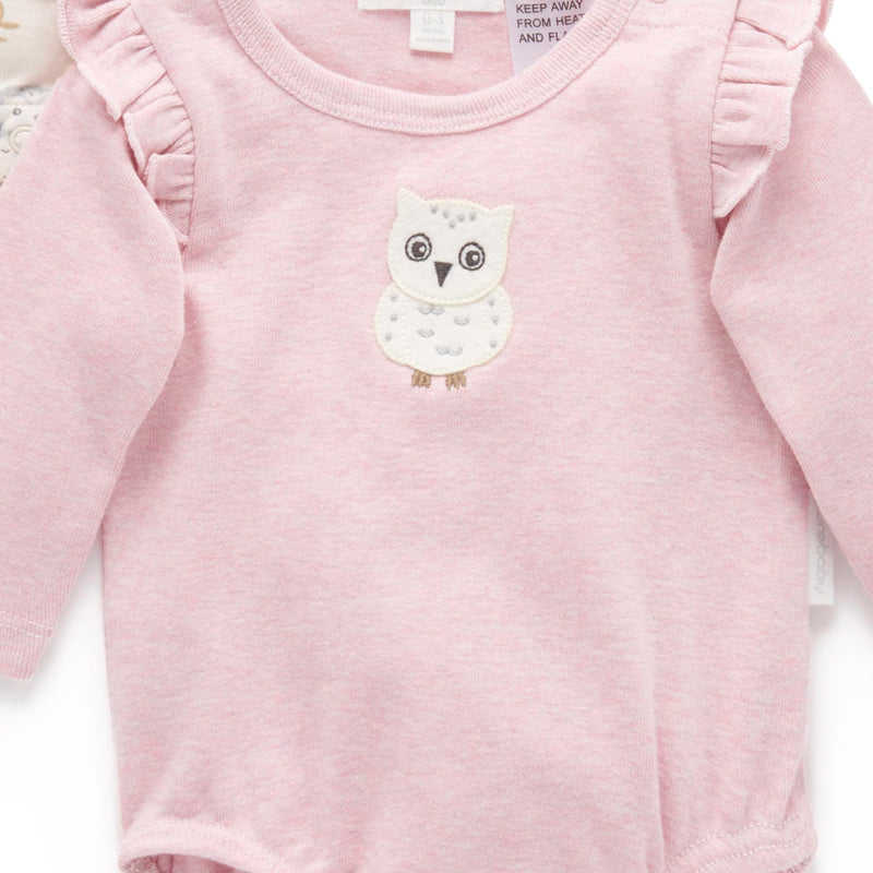 Ruffle Bodysuit Cloud Snowy Owl Print (Pack of 2)