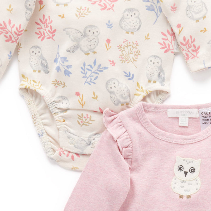 Ruffle Bodysuit Cloud Snowy Owl Print (Pack of 2)