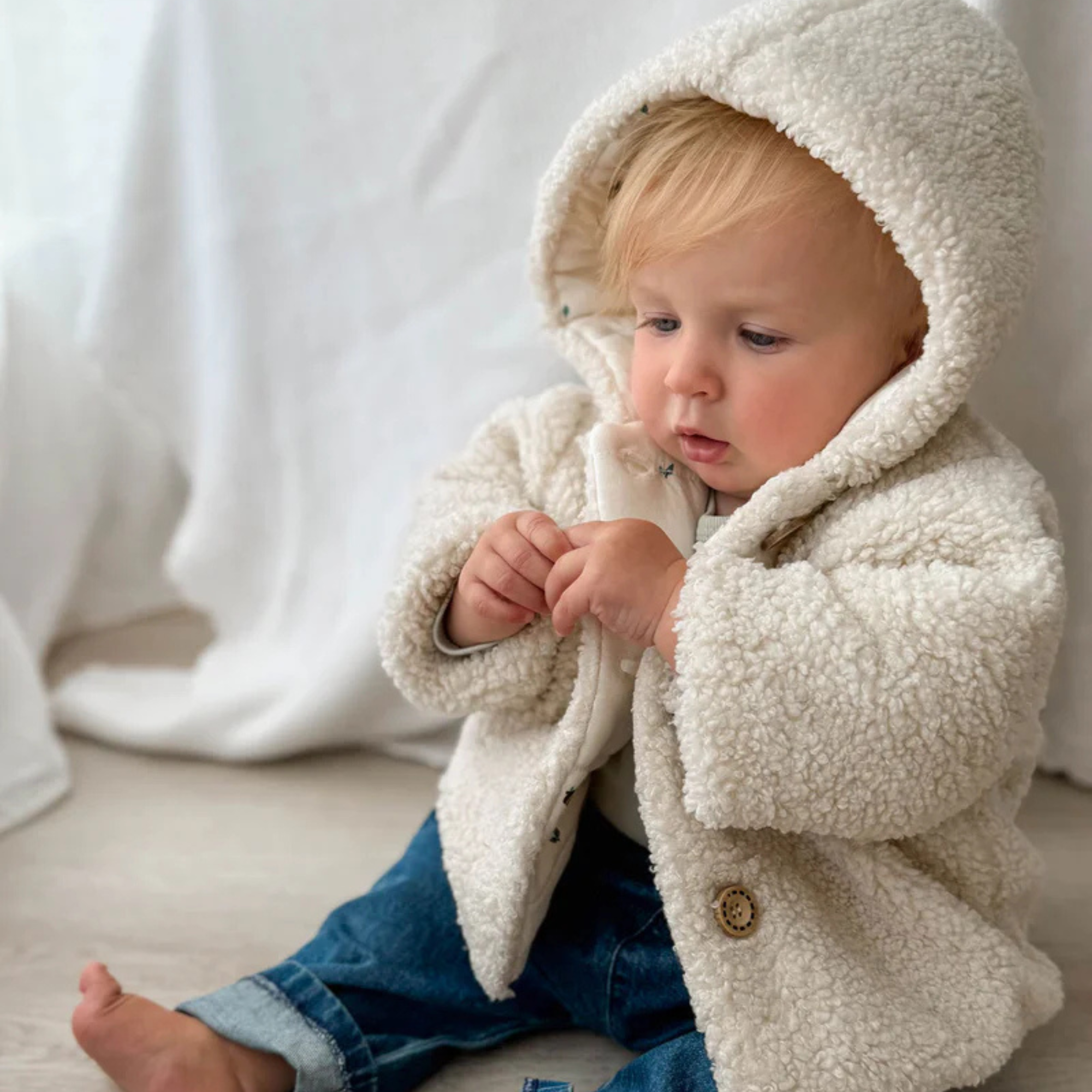 purebaby cream baby kids winter jacket