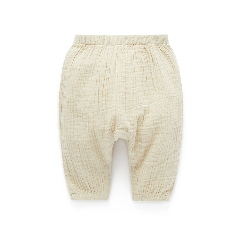 purebaby crinkle slouch pants sand baby muslin pant