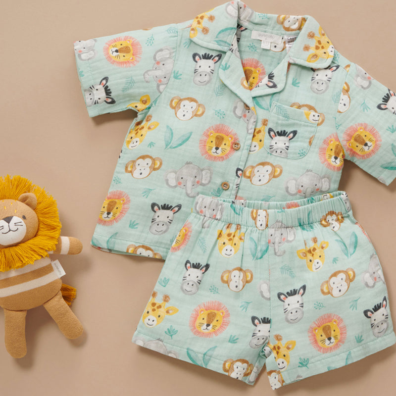 Safari Heads Short Crinkle PJ Set