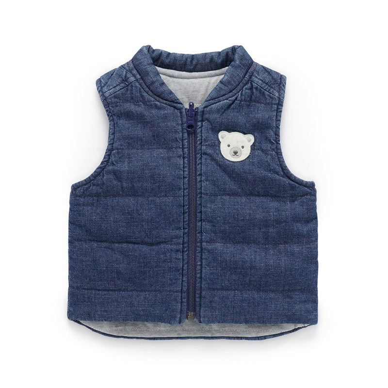 purebaby denim reversible vest baby travel outfit