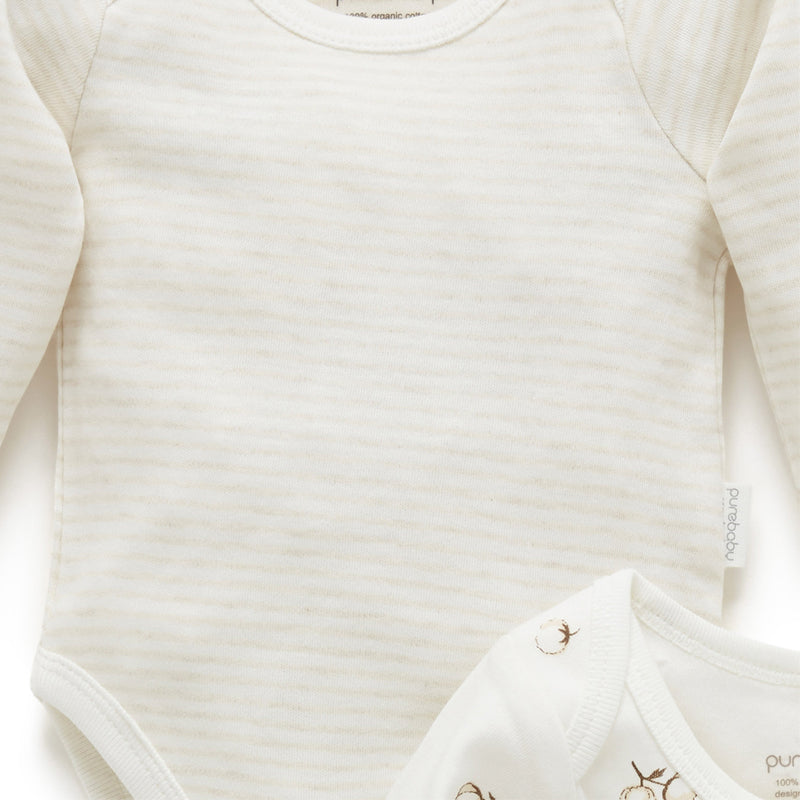 Easy Neck L/S Bodysuit Vanilla Cottonbud (Pack of 2)