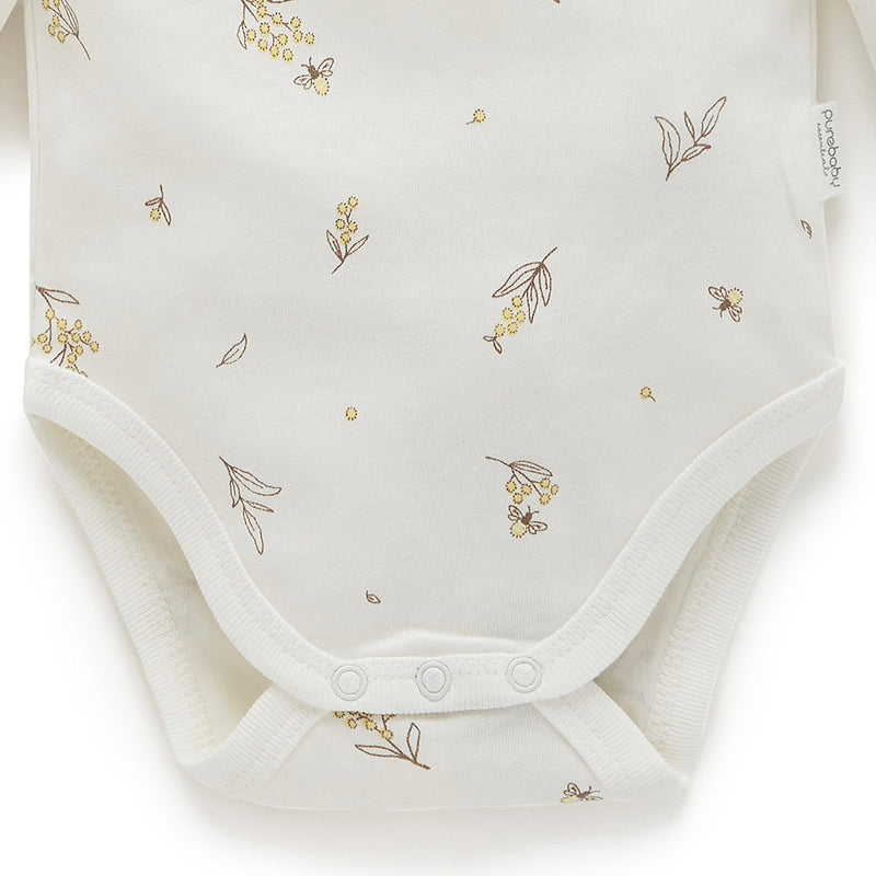 Easy Neck L/S Bodysuit Vanilla Wattle Bee (Pack of 2)