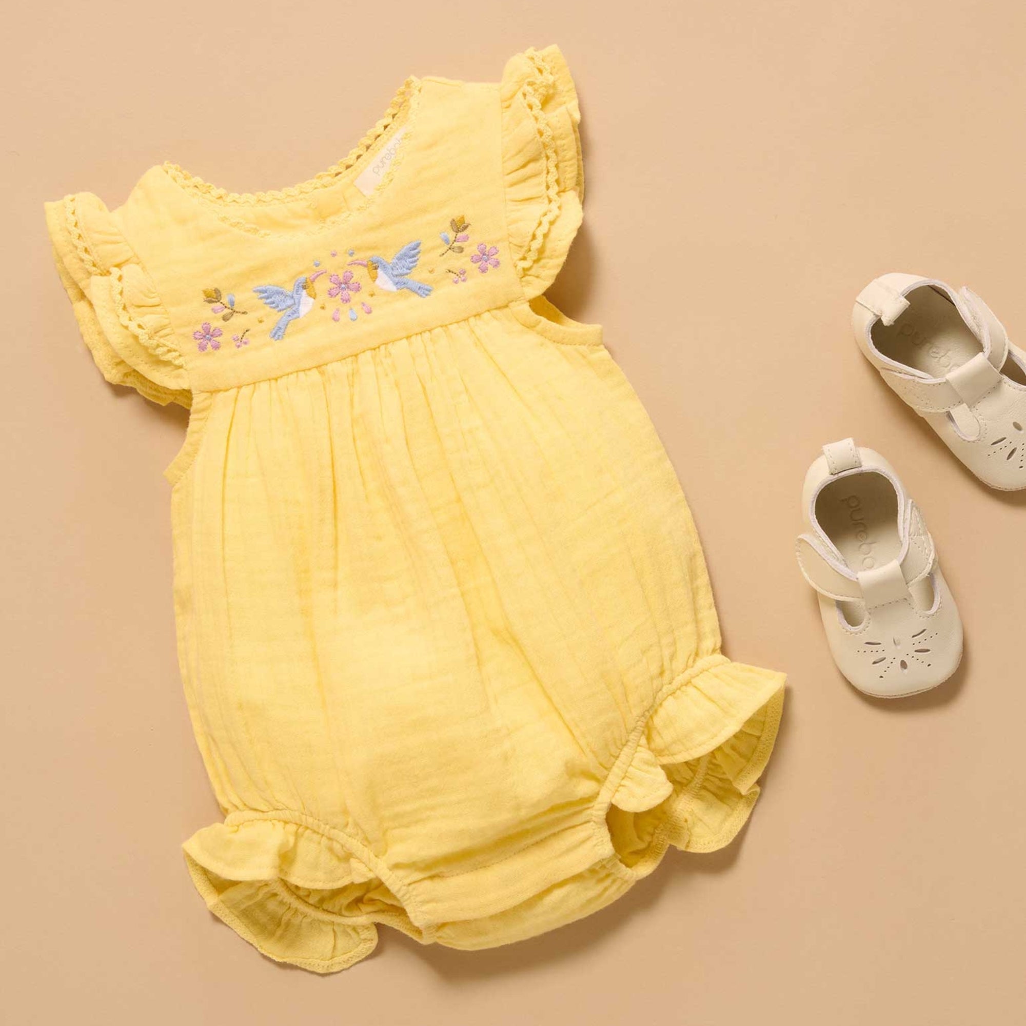 baby floral yellow one piece lace girl