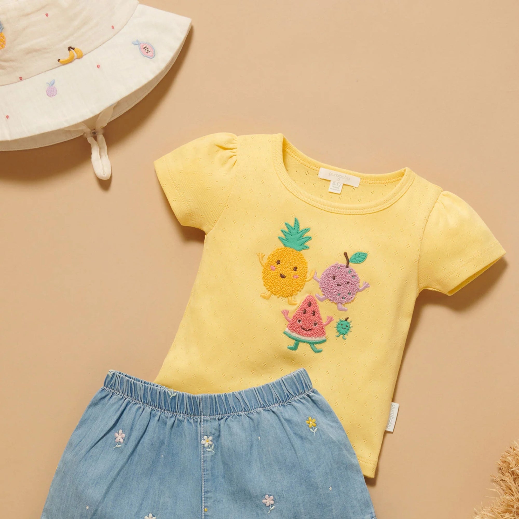 baby toddler outdoor sun hat fruit print