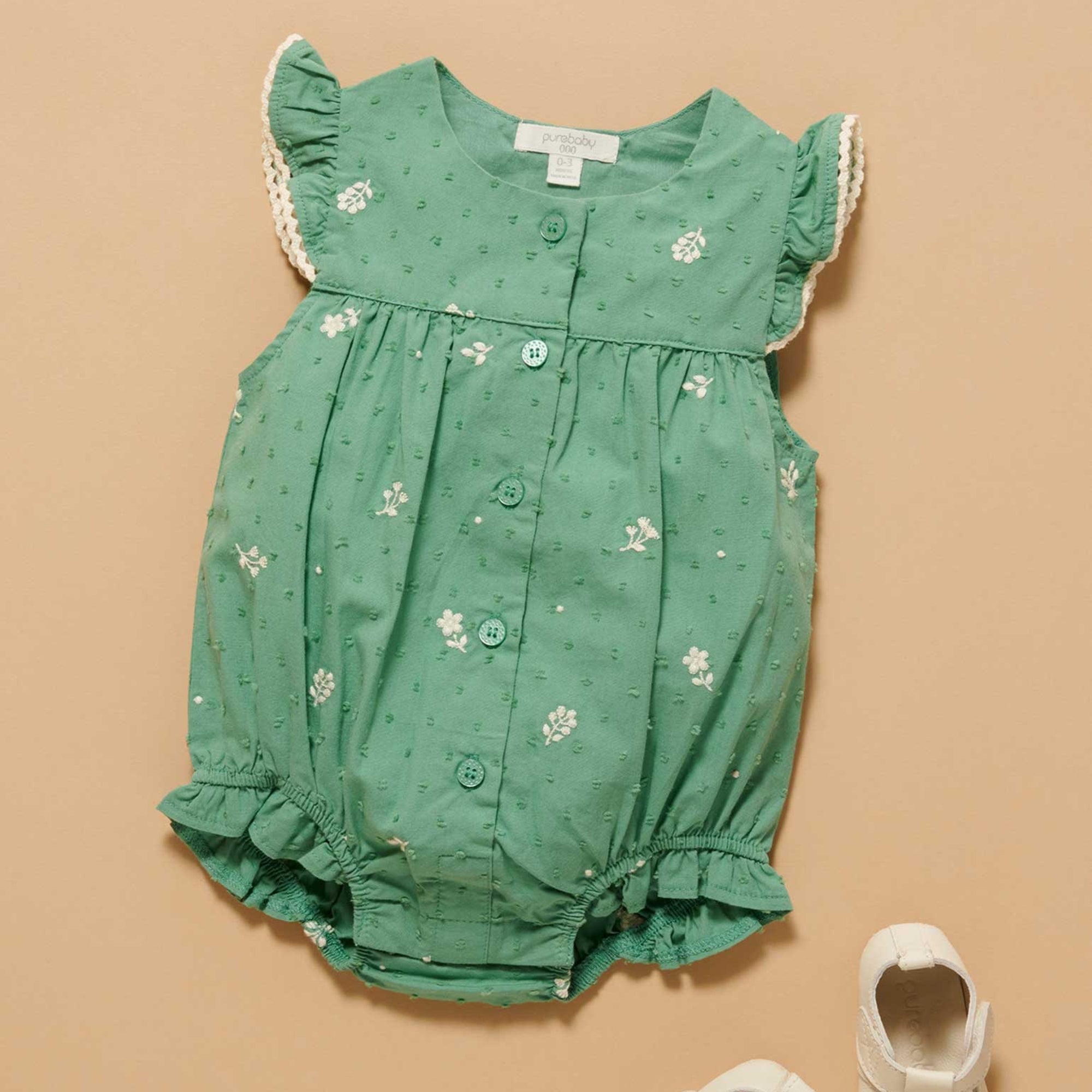 baby wearing purebaby organic festive embroidered bodysuit baby christmas outfit