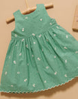 baby kids purebaby organic festive embroidered green dress baby girl christmas outfit