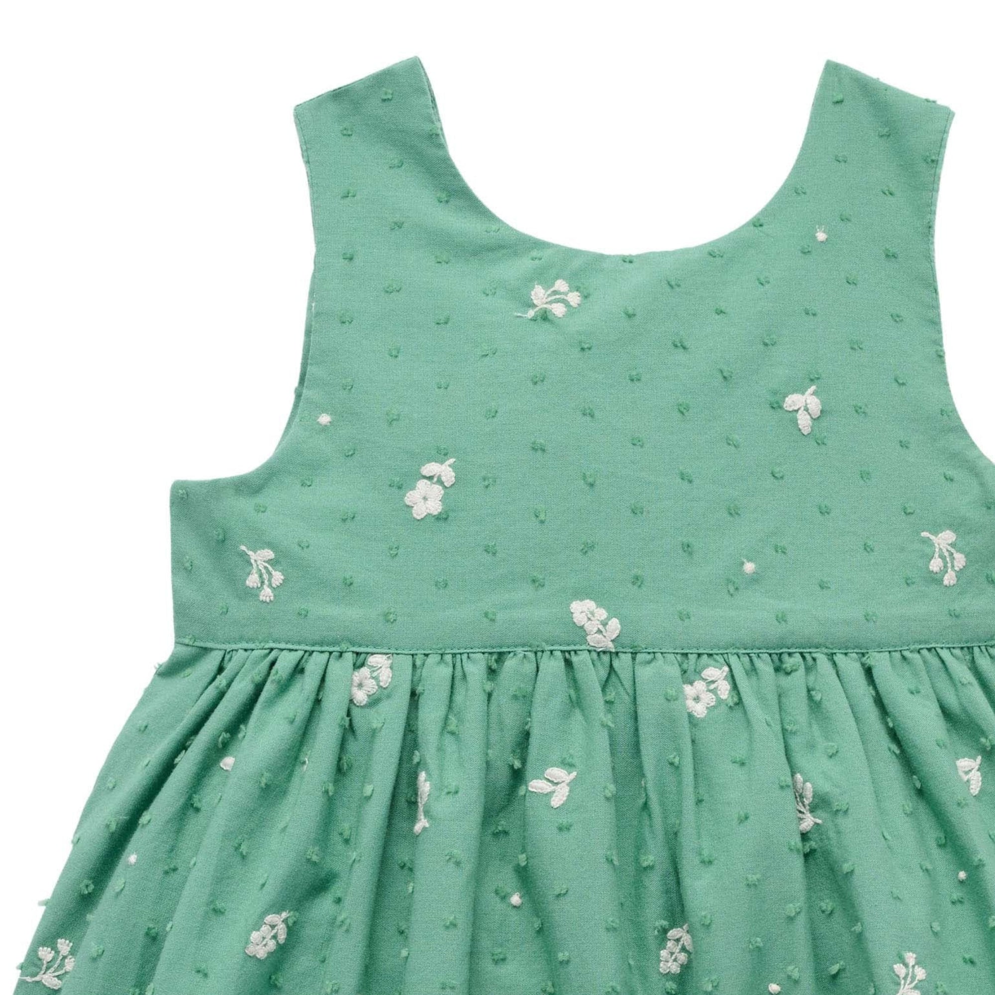 baby kids purebaby organic festive embroidered green dress baby girl christmas outfit