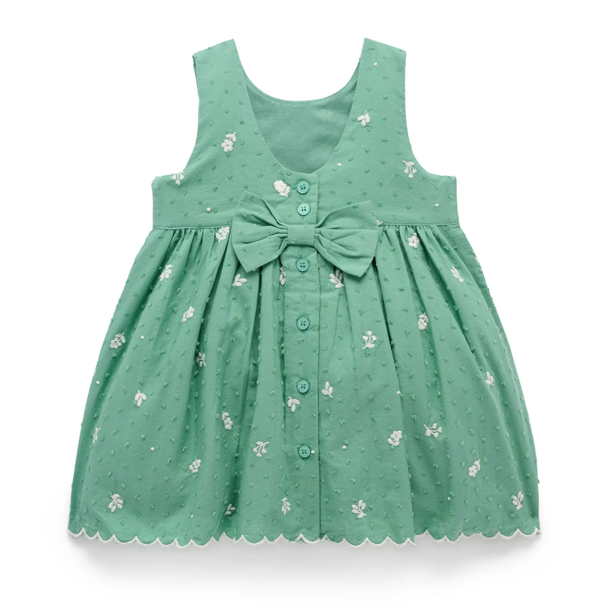 baby kids purebaby organic festive embroidered green dress baby girl christmas outfit