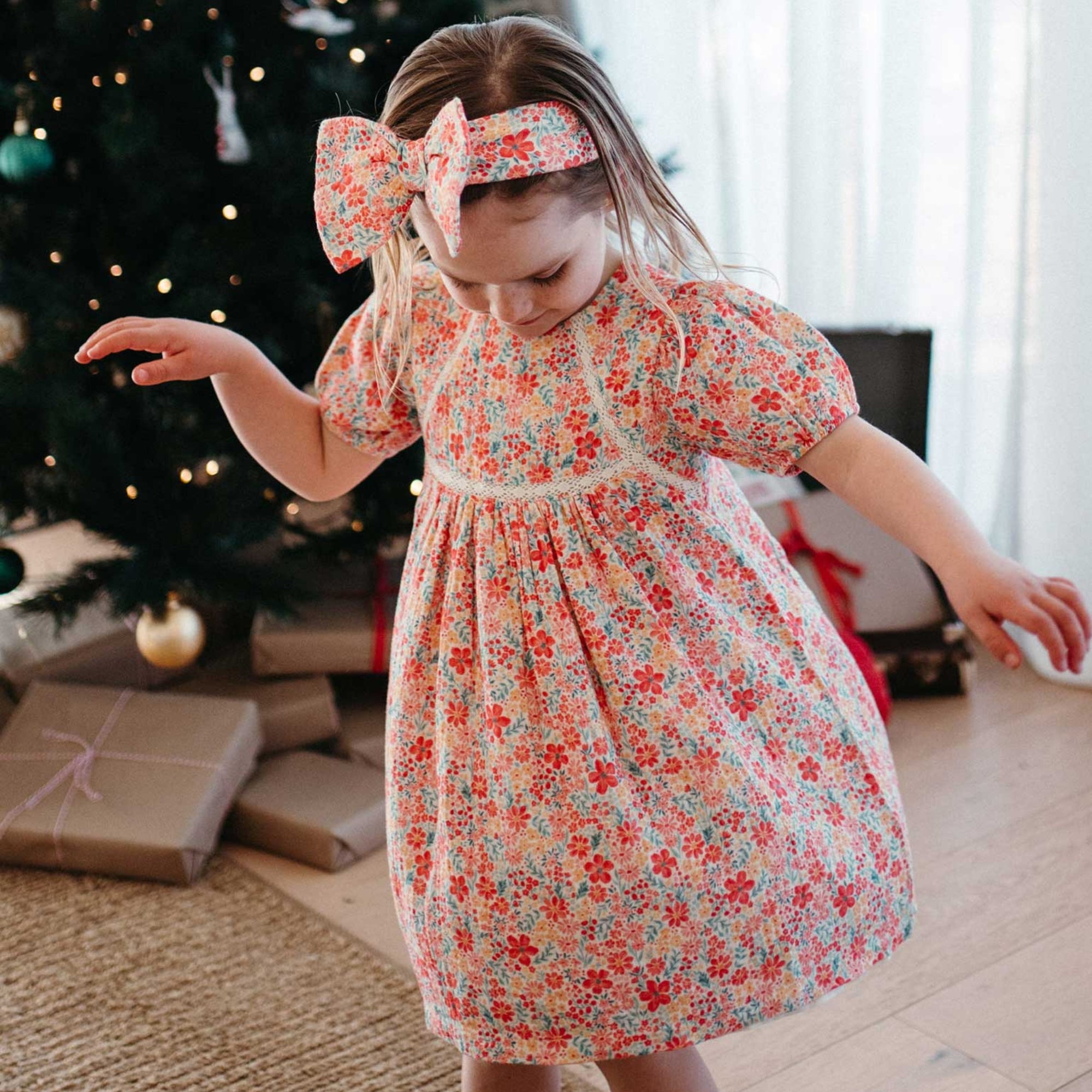 purebaby organic festive floral dress baby girl dress christmas outfit