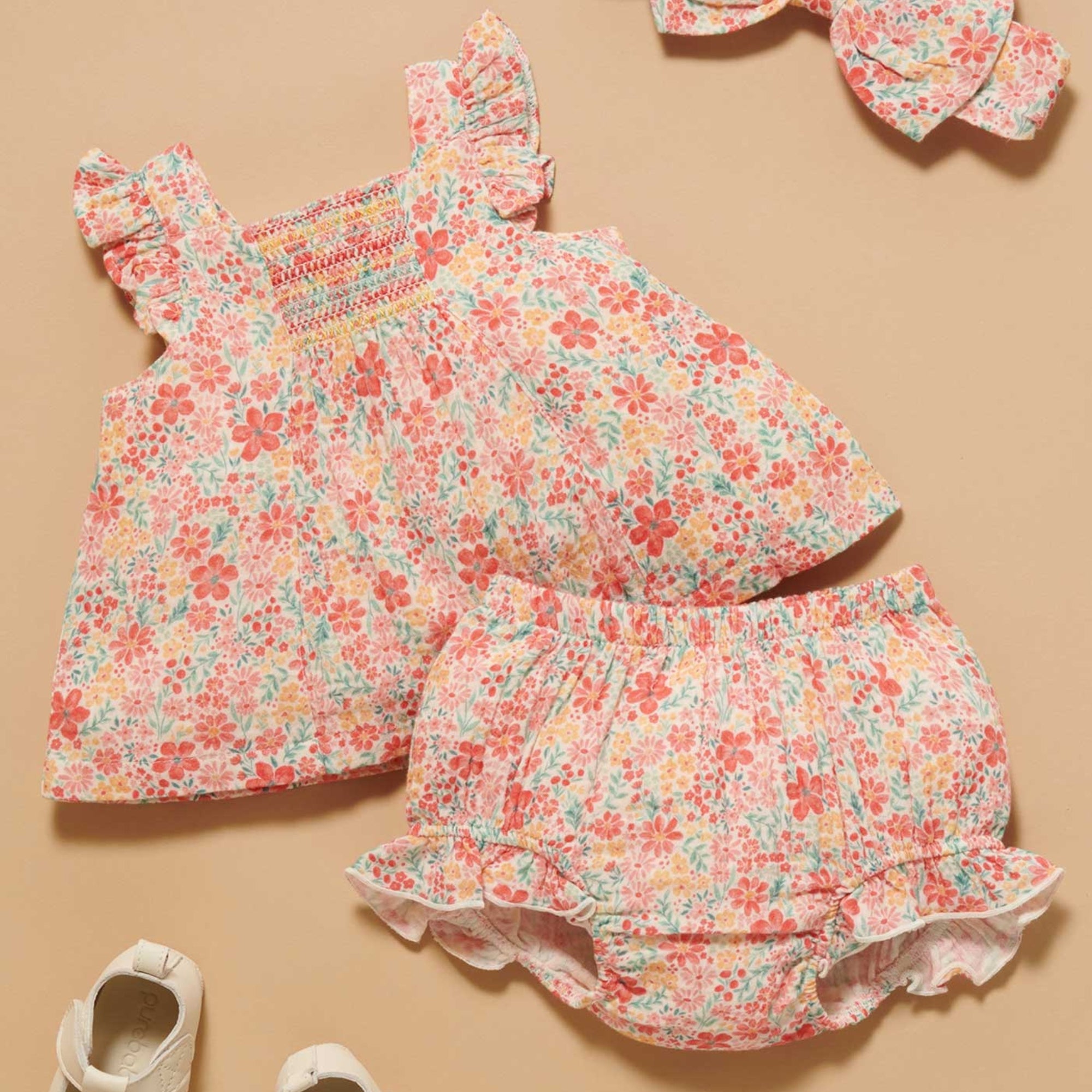 purebaby organic fsetive floral set baby girl floral outfit